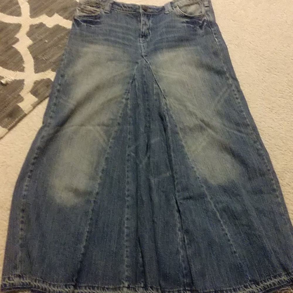 Industrial Cotton Long Denim Skirt